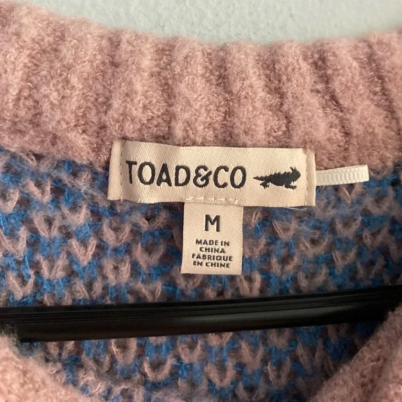 Toad&Co Mauve Sweater with Blue Heart Accents - Picture 8 of 11